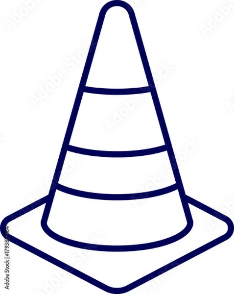 Fototapeta Line art vector of traffic cone. striped traffic cone outline. Traffic cone safety symbol. construction and roadwork hazard warning. Traffic Cone for Construction Safety and Road Use. 
