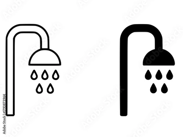 Obraz Minimalist icon, shower vector, black and white, outline and silhouette