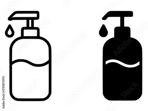 Obraz Minimalist icon, liquid soap vector, black and white, outline and silhouette