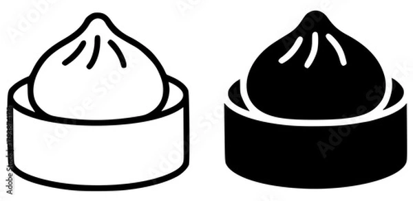 Fototapeta Minimalist icon, dimsum vector, black and white, outline and silhouette