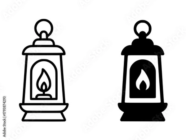 Obraz Minimalist icon, lantern vector, black and white, outline and silhouette
