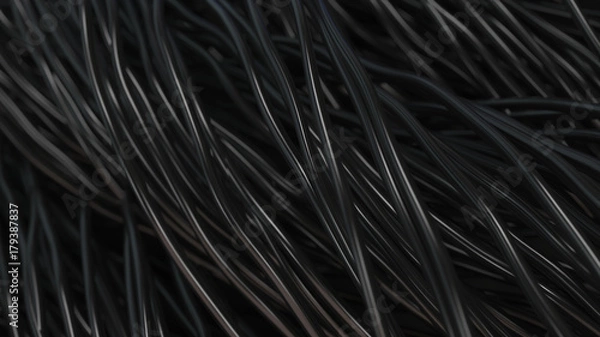 Obraz Twisted black cables and wires on black surface