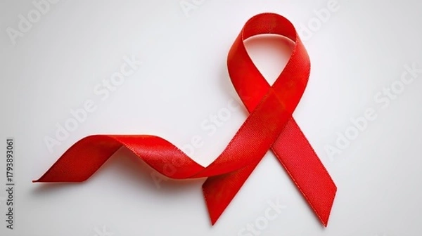 Fototapeta Red ribbon symbolizing awareness, support, and hope for causes