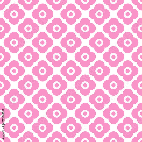 Obraz Pink and white simple floral pattern retro