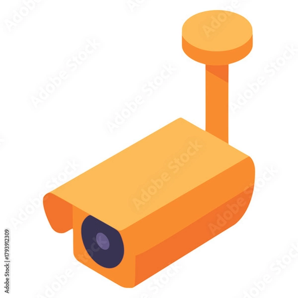Obraz Security camera safety security protection icon flat color vector illustration template design