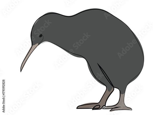 Obraz Kiwi bird in continuous line drawing style