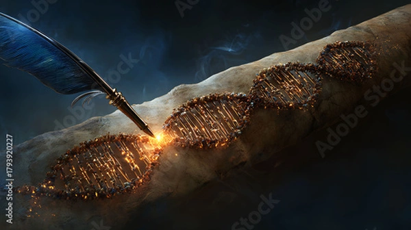 Obraz Ancient DNA Helix Written on Papyrus Scroll