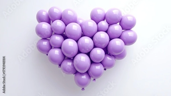 Fototapeta Balloon Love Heart Pale Violet Balloons arranged in a heart shape 3D Render
