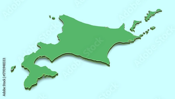 Obraz 北海道マップ素材（平置き：背景水色）