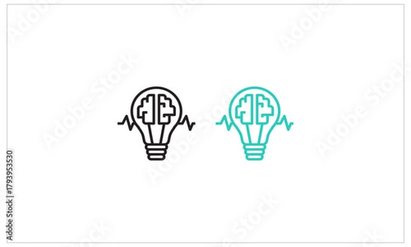 Obraz Creative Brainstorming Idea Lightbulb with Brainwave Icon