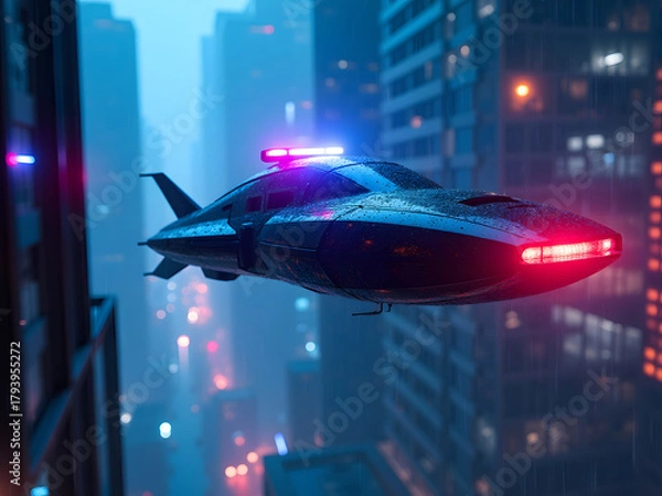 Fototapeta Neon Patrol in the Rain