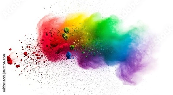Fototapeta Vibrant colorful smoke explosion abstract art burst powder clouds