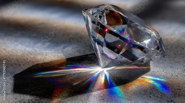 Fototapeta Crystal reflects light with beautiful display of rainbow colors, it inspires happiness and joy that accompanies beholding such sight