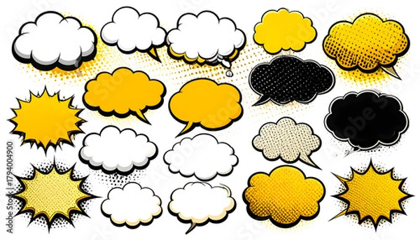 Obraz Comic Book Speech Bubbles Set Expressive Collection of Thought and Dialogue Elements
