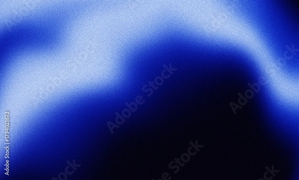 Fototapeta Blue black abstract background with dark grainy noise texture, shine bright light glow poster header wallpaper banner backdrop design