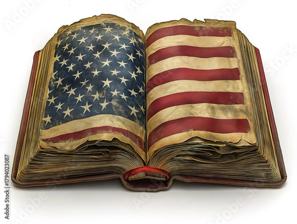 Fototapeta A U.S. Flag Bookmark Inside an Open Book for a Patriotic Touch
