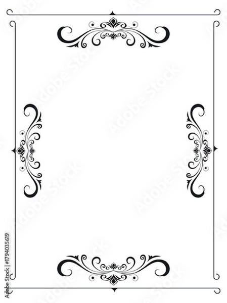 Obraz frame for text Vector vintage border frame logo engraving with retro ornament pattern in antique rococo style decorative design	