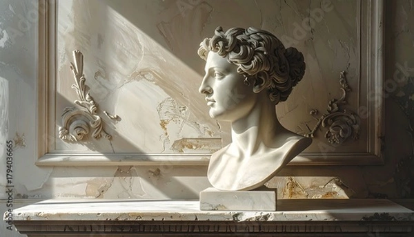 Fototapeta Elegant Marble Bust in Sunlight - A Study in Classicism.