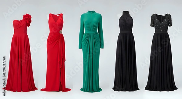 Obraz Elegant formal dresses collection showcase fashion forward designs for special occasions gowns and parties, timeless sophistication and glamorous style statements