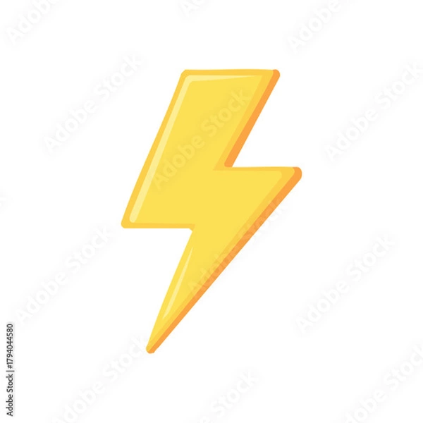 Fototapeta A bright yellow lightning bolt against a clear background, symbolizing energy and power