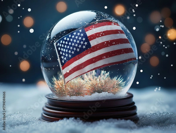 Obraz A Collectible Snow Globe with an American Flag Theme