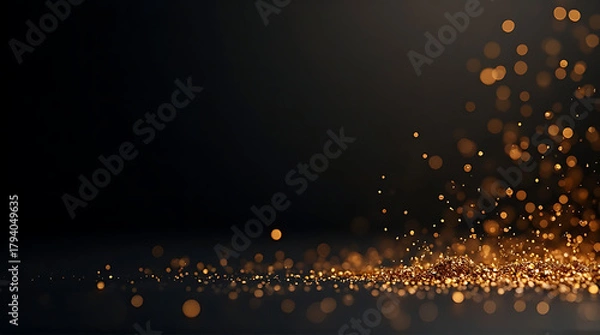 Fototapeta Elegant black and gold bokeh background with sparkling light effects perfect for graphic design