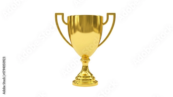 Obraz Gleaming golden victory cup stands isolated against a deep black background