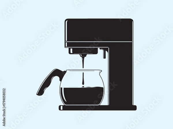 Fototapeta Flat Design Coffee Maker Icon with Dripping Coffee Detail
