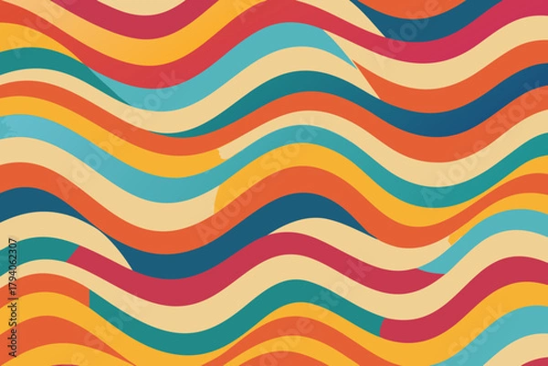 Obraz Vibrant retro wavy lines pattern in a warm and earthy color scheme abstract background