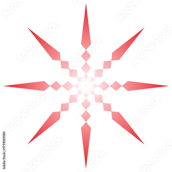 Fototapeta red geometric star pattern with transparent background for clip art or design elements