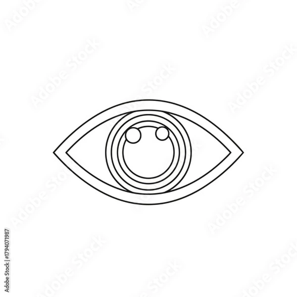 Fototapeta Stylized eye icon with concentric circles and two dots