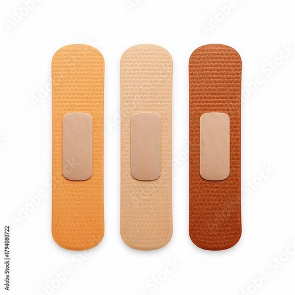 Obraz Diverse skin tone bandages for universal first aid and care