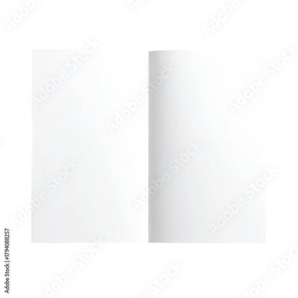 Obraz Open blank paper. White, folded in middle, centered image