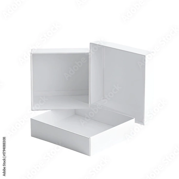 Obraz Two simple, white open boxes on a black backdrop