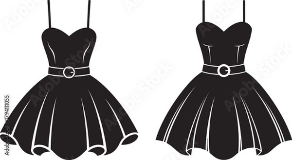 Obraz Two black cocktail dresses silhouette
