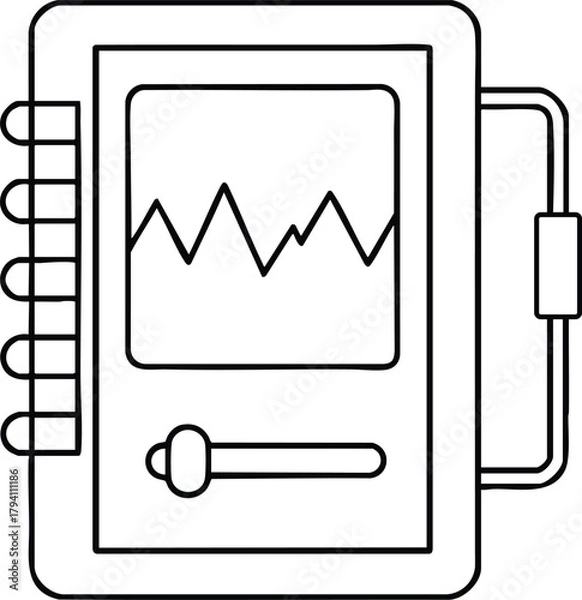 Fototapeta Digital device outline showing audio or heartbeat waveform, perfect for technology, fitness, and monitoring design
