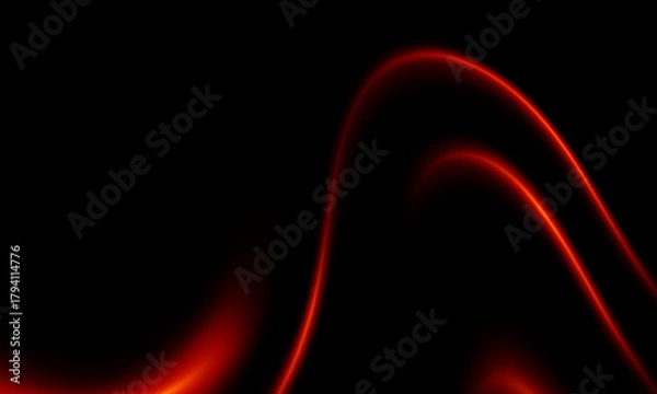 Fototapeta Abstract red wave design with glowing lines and fiery orange energy motion on a black space backdrop