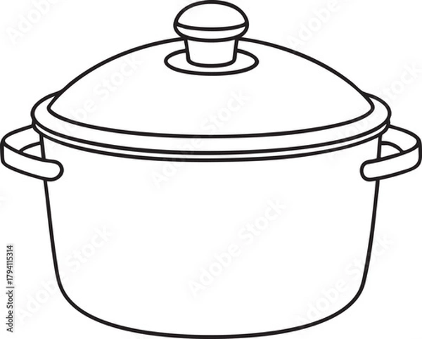 Obraz Kitchen pot with lid line art illustration for cooking, recipe, and kitchenware product design visualization
