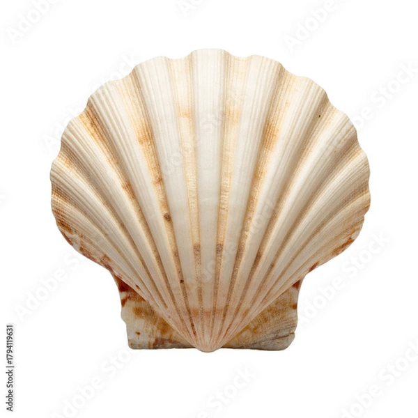 Fototapeta Seashell: Close-up of a delicate seashell. The textures and tones create a sense of the sea, inviting viewers to explore the intricate design and natural beauty.