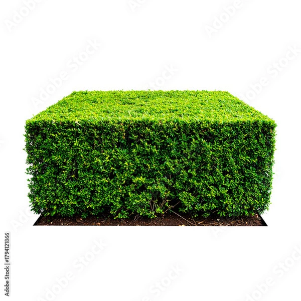 Obraz Cuboid Green Hedge: A meticulously manicured cuboid hedge of vibrant green foliage. Evoking feelings of order and natural beauty, the image captures the essence of refined outdoor aesthetics. 
