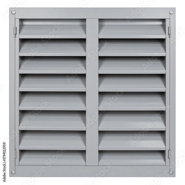 Obraz Modern Louvered Window: A close-up view showcasing a sleek, modern, and practical louvered window, designed to offer privacy while allowing for ventilation and light penetration.