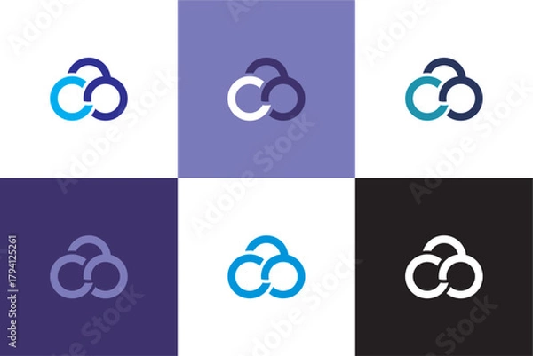 Obraz letter CB C 3 with cloud logo design vector illustration template, sky logo
