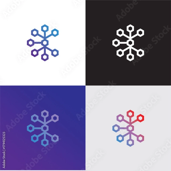 Obraz Letter C Modern Lettering with circular digital wire link for futuristic internet logo design, Digital, connection, and science logo concept.