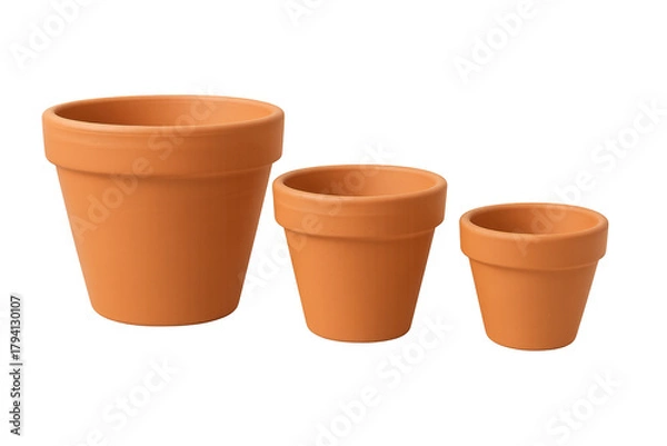 Fototapeta Terracotta flower pots set empty for gardening