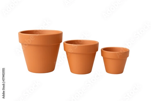 Fototapeta Terracotta flower pots set in different sizes
