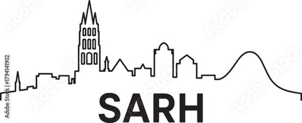 Obraz Sarh city outline silhouette cityscape vector illustration with buildings
