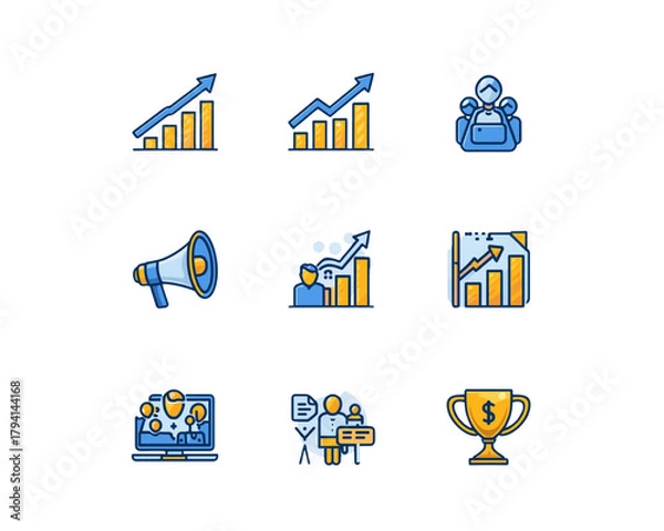 Obraz Set of business icons on transparent background