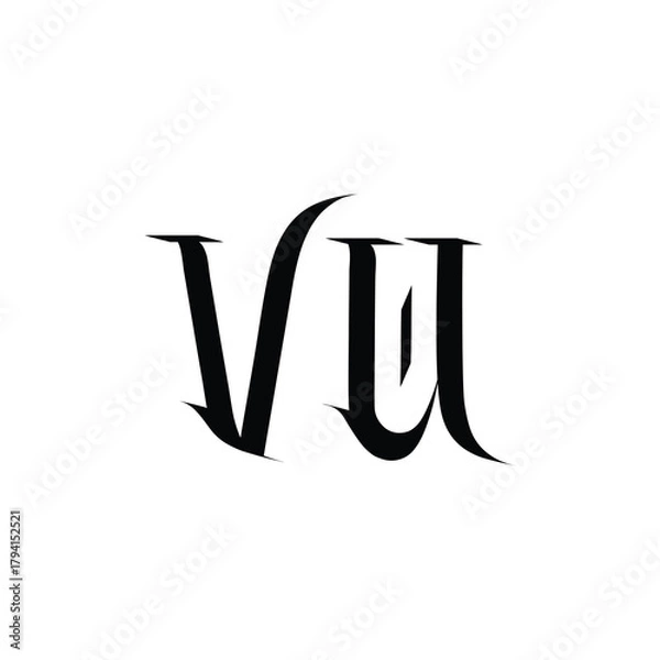 Obraz VU monogram logo design letter text name symbol monochrome logotype alphabet character simple logo