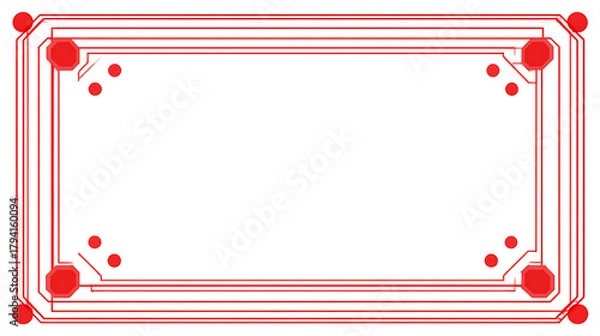 Fototapeta Simple geometric red outline border on pure white background conveying a fresh balanced design with soft clean visual atmosphere