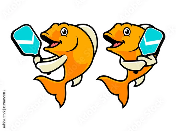 Obraz FISH CARTOON CHARACTERS PLAYING PICKLEBALL